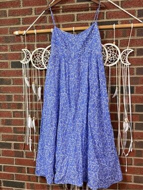 Bardot Blue and White Floral Spaghetti Strap Midi Dress